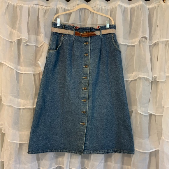 Lee Skirts Vtg Lee Plus Size Paper Bag Waist Button Front Denim